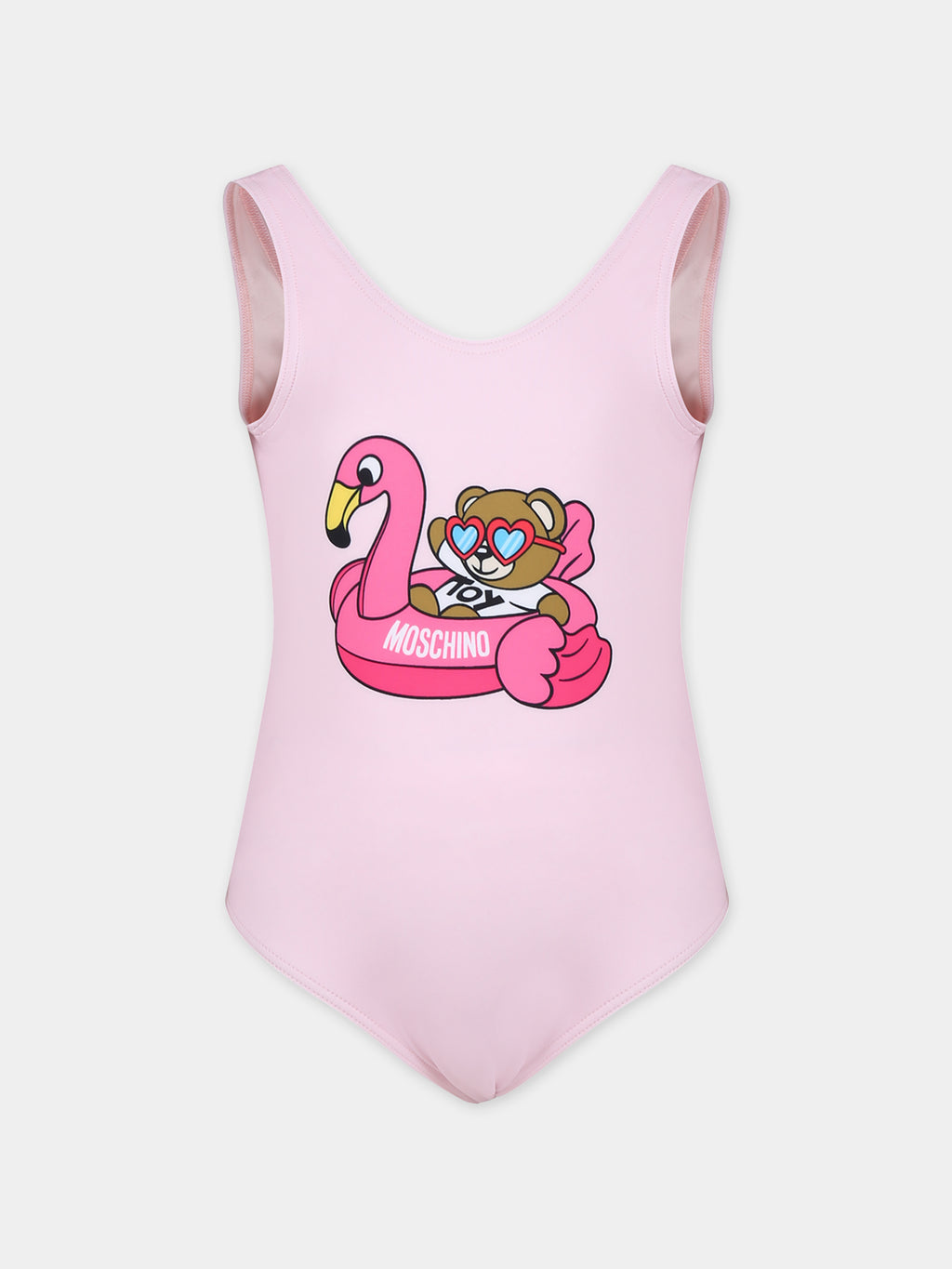 Maillot de bain rose pour fille avec Teddy Bear et flamant rose